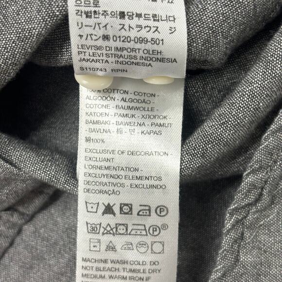 Levis Battery Housemark Slim Gray Mens Large Long Sleeve Button Up Shirt EUC - Picture 10 of 10